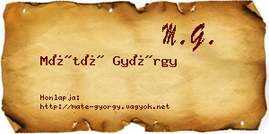 Máté György névjegykártya
