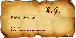 Máté György névjegykártya